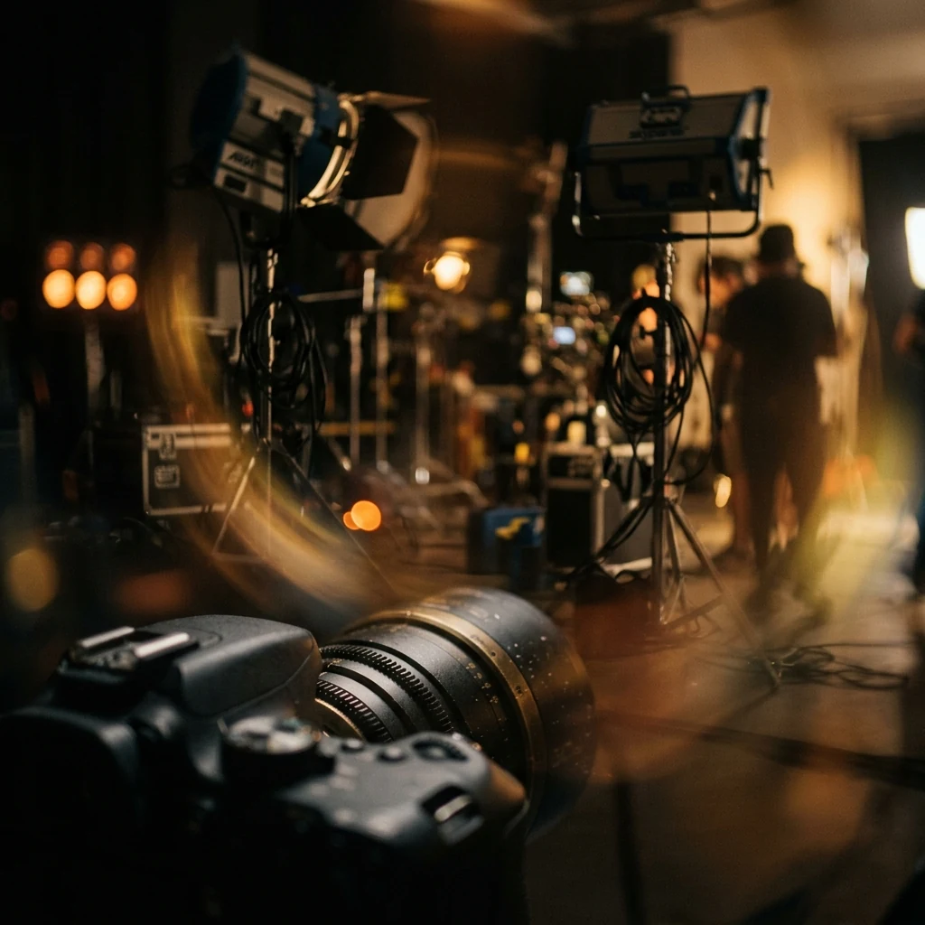 Blurred camera setup background